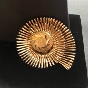 Vintage west germany sunburst scarf clip gold tone mid century accessory